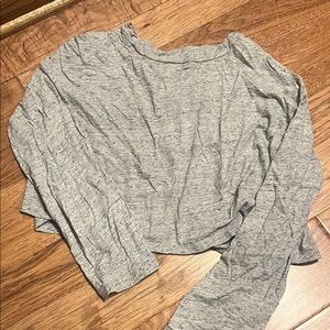 PINK Victoria's Secret Heather Cropped Gray Long Sleeve Top